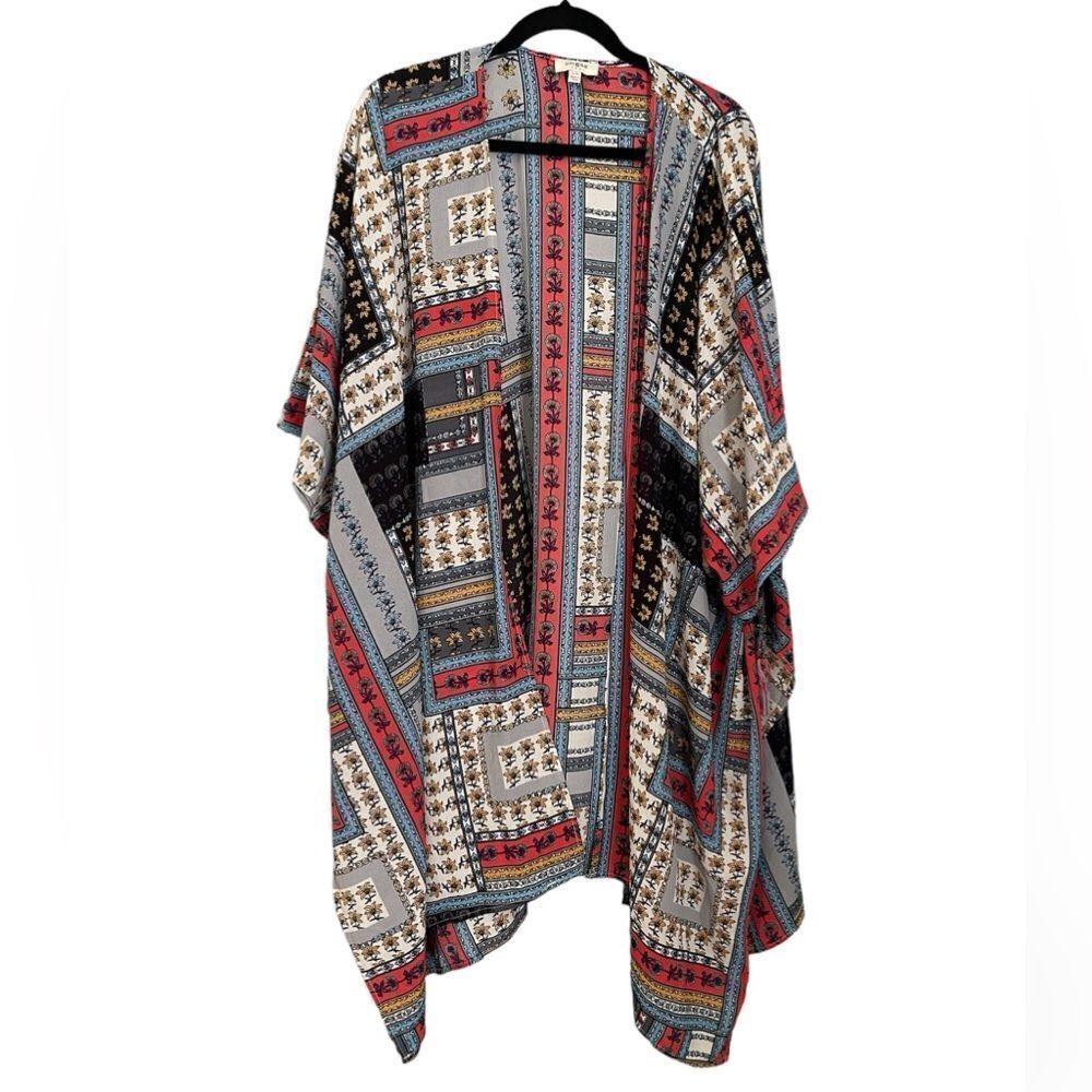 Umgee Coverup Blue Yellow Floral Pattern Kimono Size Small/Medium